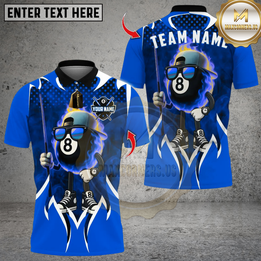 Maxcorners Billiard Flaming Cool 8 Ball Multicolor Customized Name, Team Name 3D Shirt
