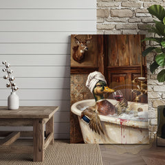 Maxcorners Mallard Bath Canvas - Rustic Wildlife Bathroom Decor