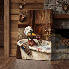 Maxcorners Mallard Bath Canvas - Rustic Wildlife Bathroom Decor