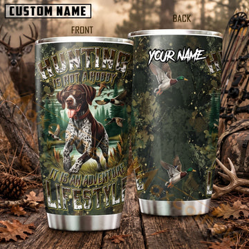 Maxcorners Hunting Deer Hunter Green Forest Camo Personalized Name 3D Tumbler