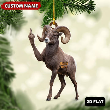 Maxcorners Bighorn Sheep Hunting Middle Finger Gesture Big Game Hunter Gift Customized Name 3D Keychain And Ornament
