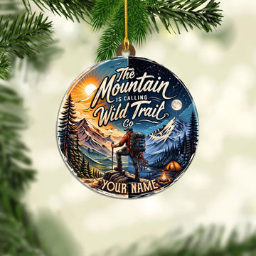 Maxcorners Hiking Wild Mountain Trail Adventure Customized Name 3D Keychain And Ornament