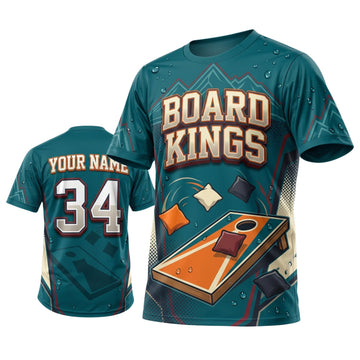Maxcorners Cornhole Board Kings Teal Board Personalized Name 3D Unisex Shirt