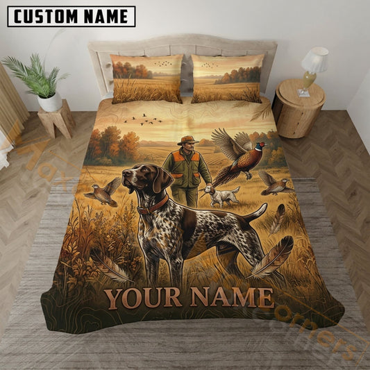 Maxcorners Upland Bird Hunting Rustic Prairie Hunter Bedding Set 3D Print Custom Name