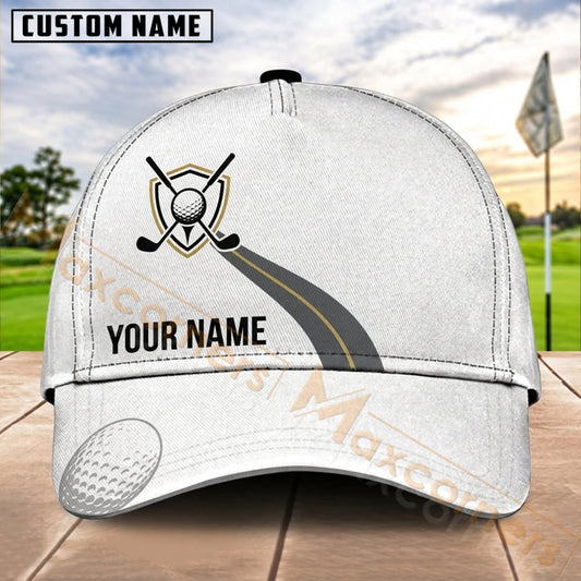 Maxcorners Golf Minimal Crossed Clubs Ball Personalized Name 3D Cap