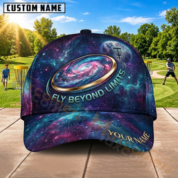 Maxcorners Disc Golf Galaxy Flying Disc Fly Beyond Personalized Name 3D Cap