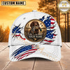 Maxcorners Dog Hunting And Duck White American Flag Hunting Dog Badge Personalized Name 3D Cap