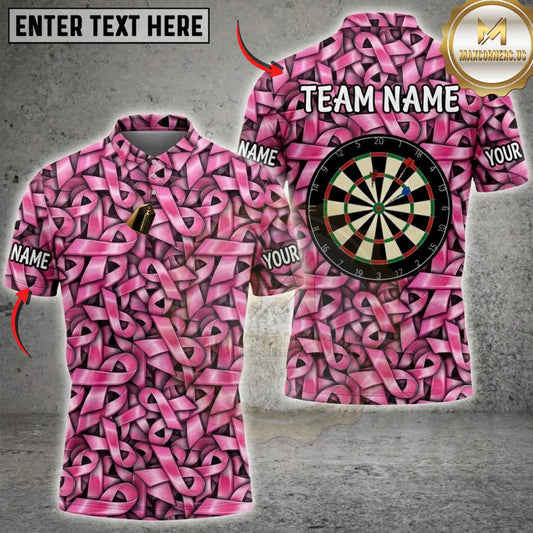 Maxcorners Darts Cute Pink Floral Pattern Classic Dartboard Personalized Name 3D Unisex Shirt