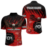 Maxcorners Personalized Eagle 8 Ball Pool Billiard Shirt For Men, Billiard Jerseys Team Polo & 1/4 Zip|Red LM054