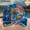 Maxcorners Fishing American Flag Personalized Name 3D Cap