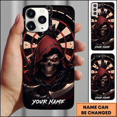 Maxcorners Darts Red Grim Reaper Skull Chain Dartboard Personalized Name Phone Case