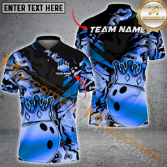 Maxcorners King Crown Golden Pattern Bowling Jersey Multicolor Option Customized Name, Team Name 3D Polo Shirt