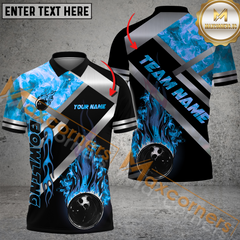 Maxcorners Ball Flame Smoke Bowling Jersey Multicolor Option Customized Name, Team Name 3D Polo Shirt