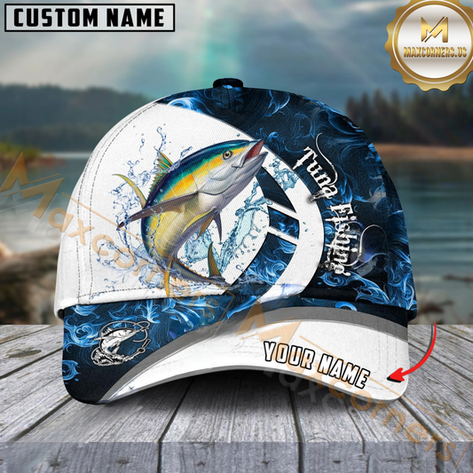 Maxcorners Fishing Blue Flame Sport Customized Name 3D Cap (7 Breeds)