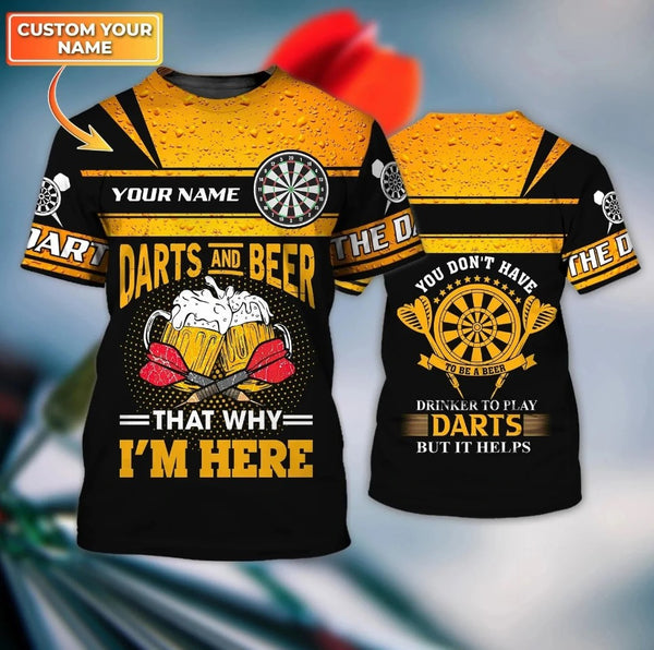 Maxcorners Dart Personalized 3D All Over Printed Drinkers Play Darts Skull 2 Shirt