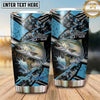 Maxcorners Fishing Tumbler Black Aqua Geometric Grunge Design Personalized Name Tumbler (13 Species)