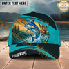 Maxcorners Fishing Deer Lake Outdoor Personalized Name 3D Cap (12 Fish Species)