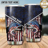 Maxcorners Fishing Tumbler Dark Patriotic Flag Emblem Design Personalized Name Tumbler (13 Species)