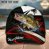 Maxcorners Fishing Black Red Abstract Stripe Personalized 3D Cap (12 Fish Species)