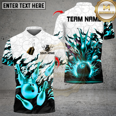 Maxcorners Bowling Golden Fire Paint Multicolor Customized Name, Team Name 3D Shirts