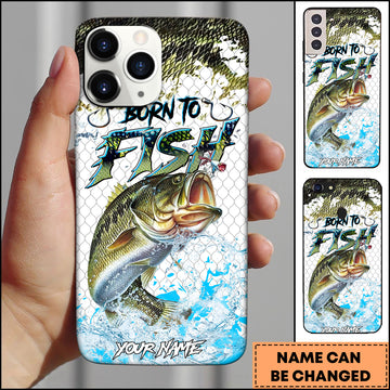 Maxcorners Largemouth Bass Fishing Fish Scale Pattern Personalized Name 3D Phone Case