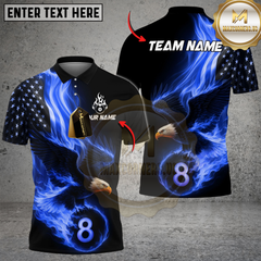 Maxcorners Billiard Ball 8 Eagle Flag Flame Personalized Name Shirt (4 Colors)