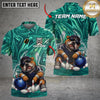 Maxcorners Bowling And Pins Badass Bulldog Customized Name, Team Name 3D Shirt (4 Colors)
