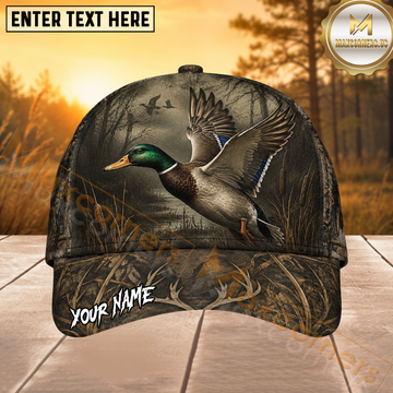 Maxcorners Mallard Duck Hunting Flying Marsh Personalized 3D Cap