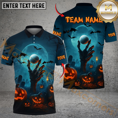 Maxcorners Nightmare Golf Halloween Golf Polo Shirt, Custom Name & Team Name 3D Shirts