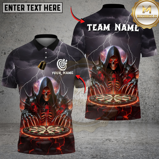 Maxcorners Darts Wizard Skull Magic Multicolor Options Personalized Name Shirt (6 Colors)
