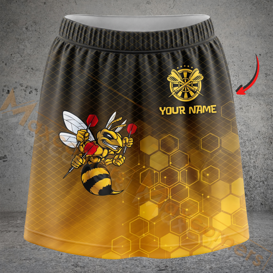 Maxcorners Darts Golden Honey Bee Personalized 3D Skirts With Shorts