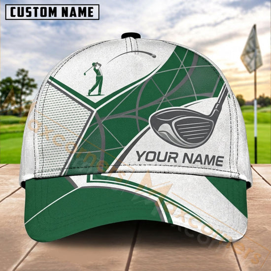 Maxcorners Golf Green Geometric Ball Club Personalized Name 3D Cap