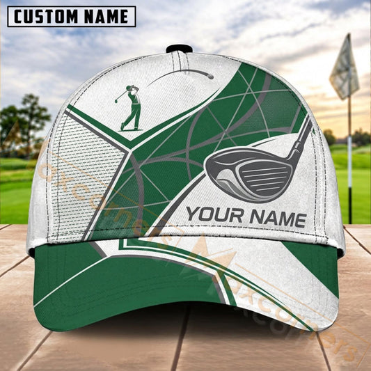 Maxcorners Golf Green Geometric Ball Club Personalized Name 3D Cap