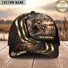 Maxcorners Dog Hunting And Duck Black Gold Curved Stripe Marsh Sunset Scene Multiple Options Personalized Name 3D Cap