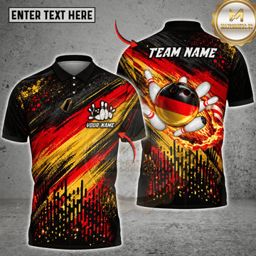 Maxcorners Bowling Germany Flag Fireball Strike Personalized Name 3D Unisex Shirt