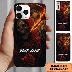 Maxcorners Darts Fire Grim Reaper Skull Rose Dartboard Personalized Name Phone Case