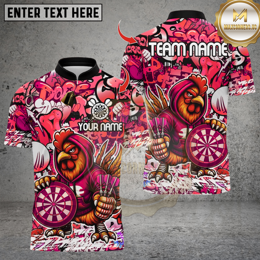 Maxcorners Darts Cool Rooster Dartboard Multicolor Customized Name, Team Name 3D Shirt