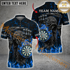 Maxcorners Grim Reaper Flaming Darts Jersey Multicolor Option Customized Name, Team Name 3D Polo Shirt