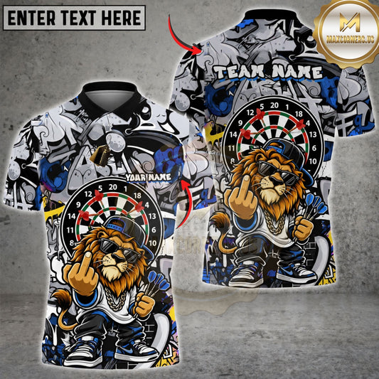 Maxcorners Dart Board Lion Mascot Crowned Street Style Graphic Multicolor Customized Name, Team Name 3D Shirts