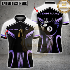 Maxcorners Luxury 8-Ball King Multicolor Customized Name, Team Name 3D Shirts| Black