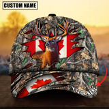 Maxcorners Deer Hunting Canadian Flag Camouflage Pattern Multicolor Personalized Name 3D Cap