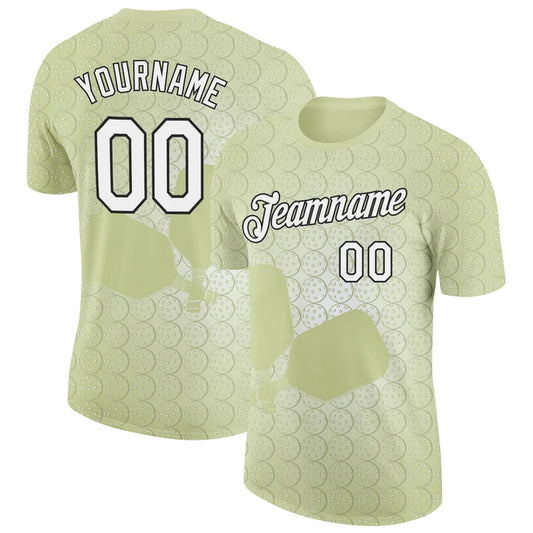 Maxcorners Pickleball Paddle Ball Light Olive Green Polka Dot Texture Personalized Name 3D Unisex Shirt