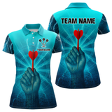 Maxcorners Men’s Custom Darts Shirt - Turquoise Lightning Fist With Maroon Dart Arrow LM2404