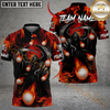 Maxcorners Flaming Reaper Strike Golf Polo Personalized Name, Team Name 3D Shirt (4 Colors)