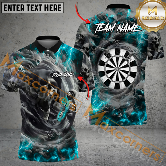 Maxcorners Darts Evil Reaper Tornado Mutilcolor Options Personalized Name, Team Name 3D Polo Shirt
