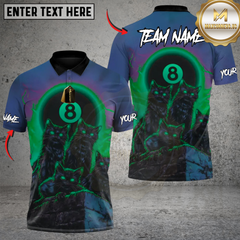 Maxcorners Billiard Blood Moon Cat Pack Multicolor Customized Name, Team Name 3D Shirts