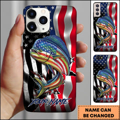 Maxcorners Mahi-mahi Fishing Phone Case Patriotic Style Personalized Name Phone Case