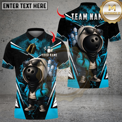Maxcorners Streetwear Bowling Cartoon With Pins Design Multioptions Personalized Name, Team Name Unisex 3D Shirts
