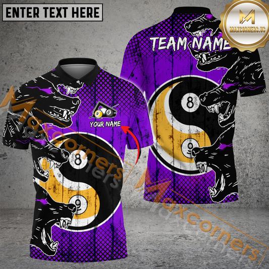 Maxcorners Ball 8& Ball 9 Yin Yang Eye Of The Wolf Billiard Jersey Multicolor Options Personalized Name, Team Name 3D Polo Shirt (4 Colors)