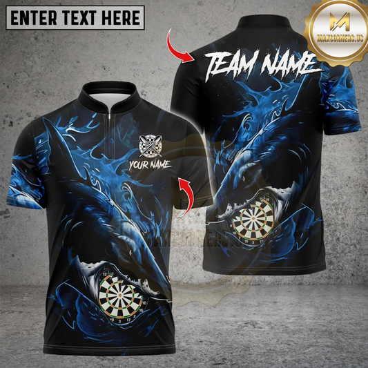 Maxcorners Horror Shark Darts Design Multicolor Customized Name, Team Name 3D Shirt